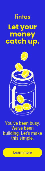 Let Your Money Catch Up Fintas Finance Animated Wide Skyscraper