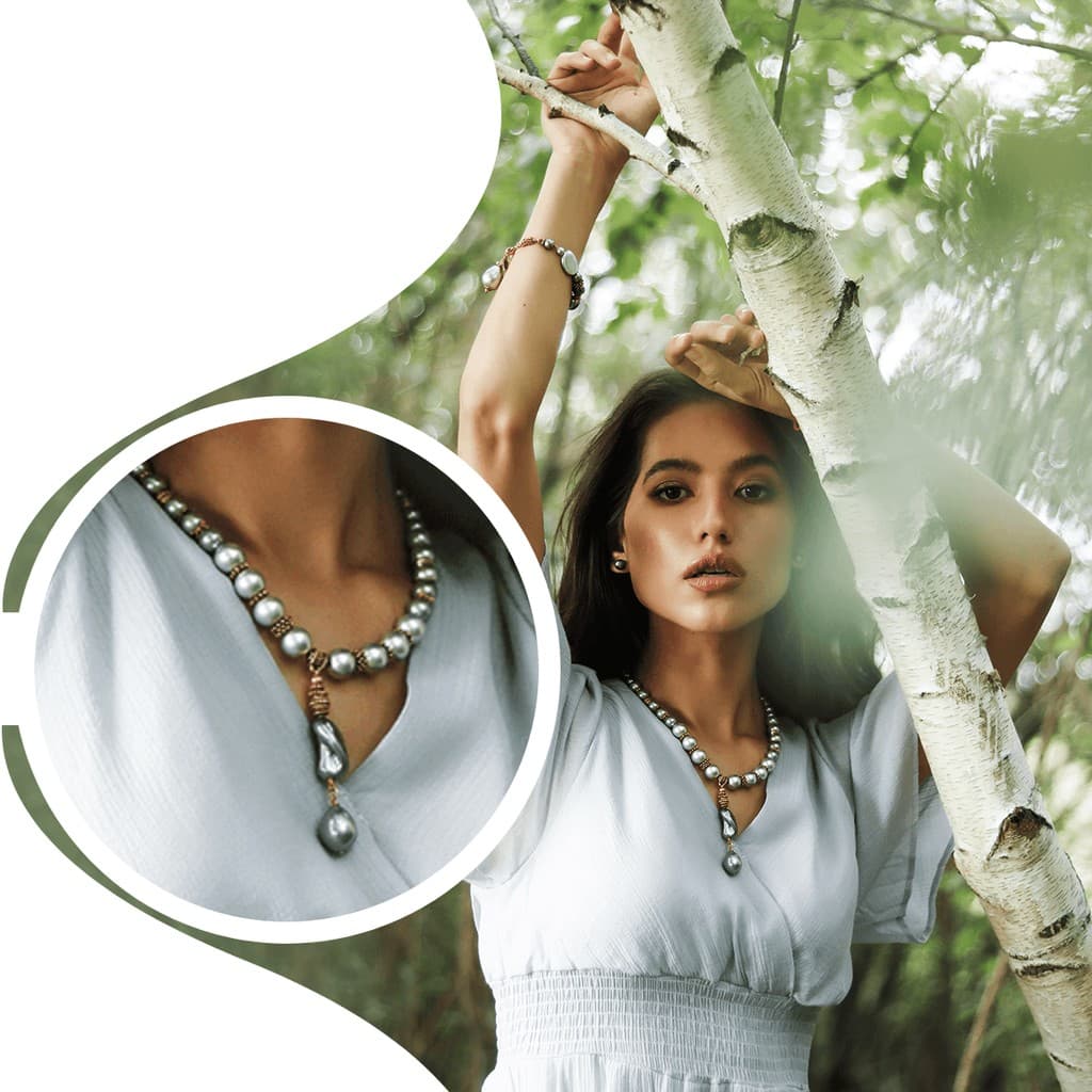 Silver Pearl Necklace Jewelry Responsive Square Responsive Square Art