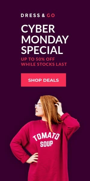 Cyber Monday Special Red Woman Half Page