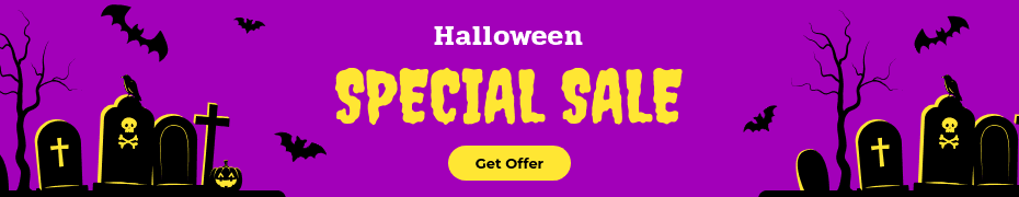 Purple Yellow Halloween Special Sale Top Banner