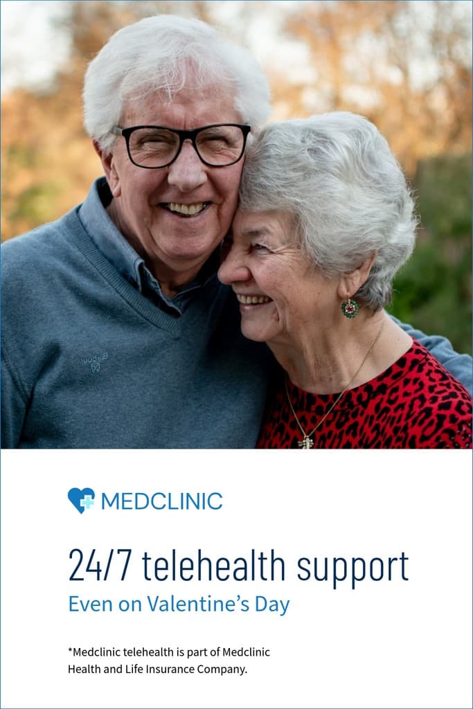 Telehealth Support Even on Valentine's Day Pinterest Pin Tall