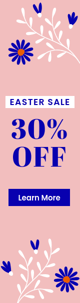 Easter Sale Blue Flower Illustration Wide Skyscraper