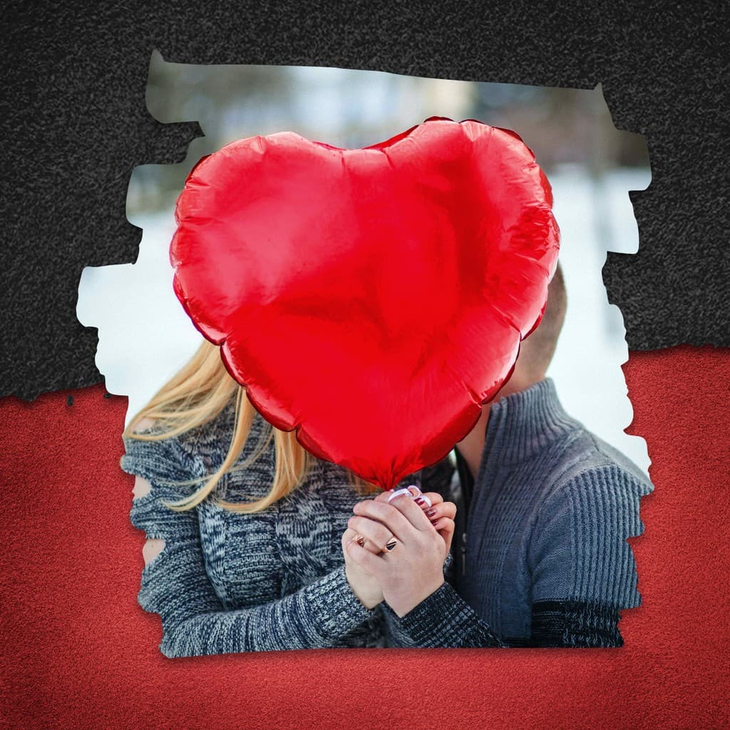 Red Love Balloon Valentine's Day Responsive Square Responsive Square Art