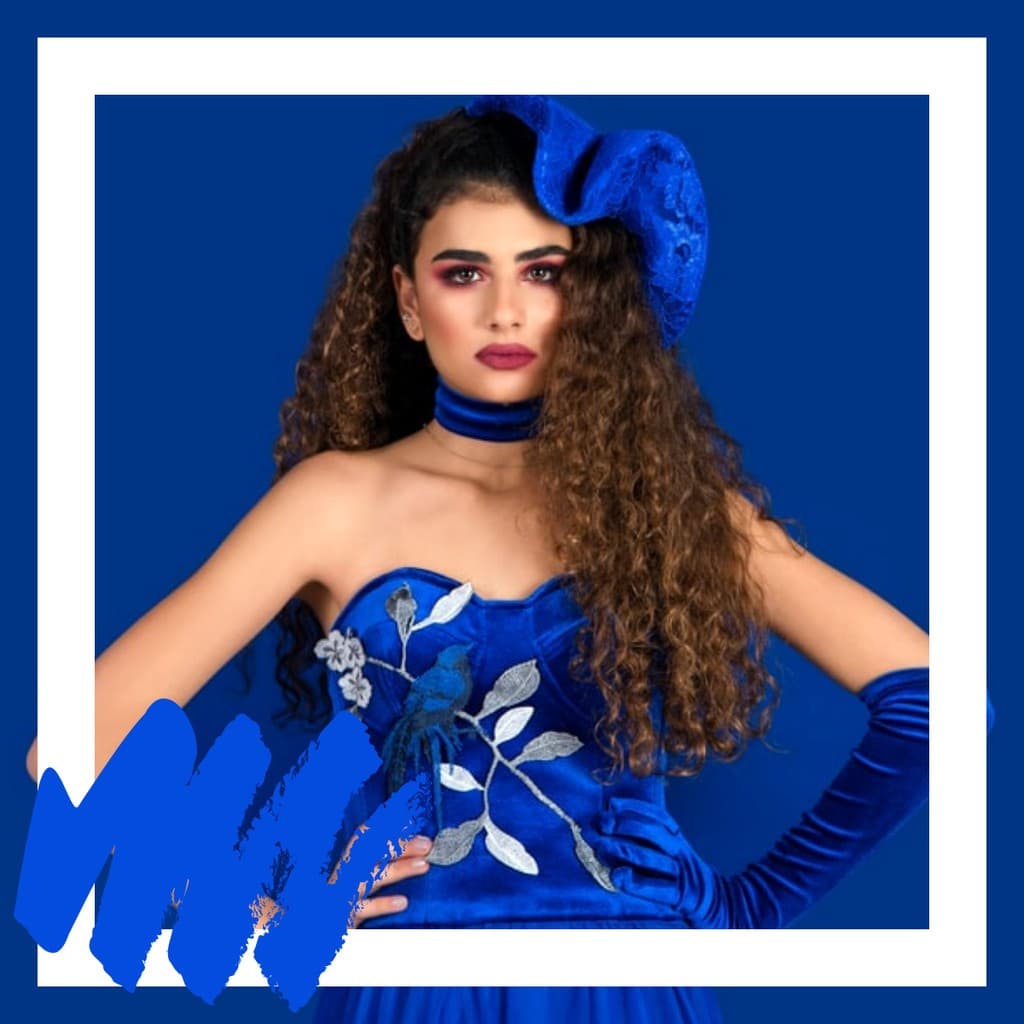 Elegant Blue Dress Woman Fashion Responsive Square Responsive Square Art