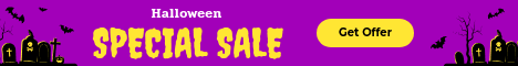 Purple Yellow Halloween Special Sale Main Banner