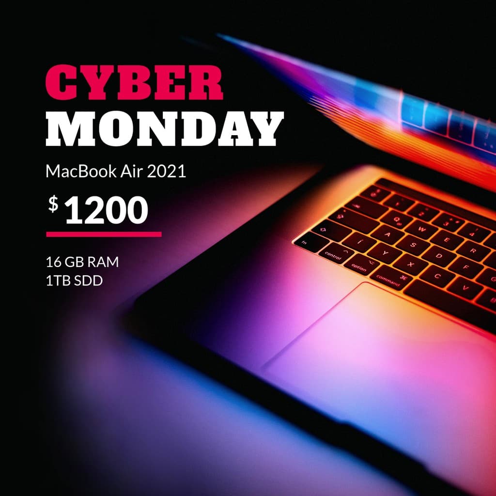 Cyber Monday Colorful MacBook Air Facebook Square Post