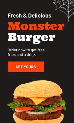Halloween Monster Burger Sale Vertical Rectangle