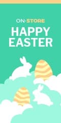 Happy Easter Bunny in Clouds Vertical Banner