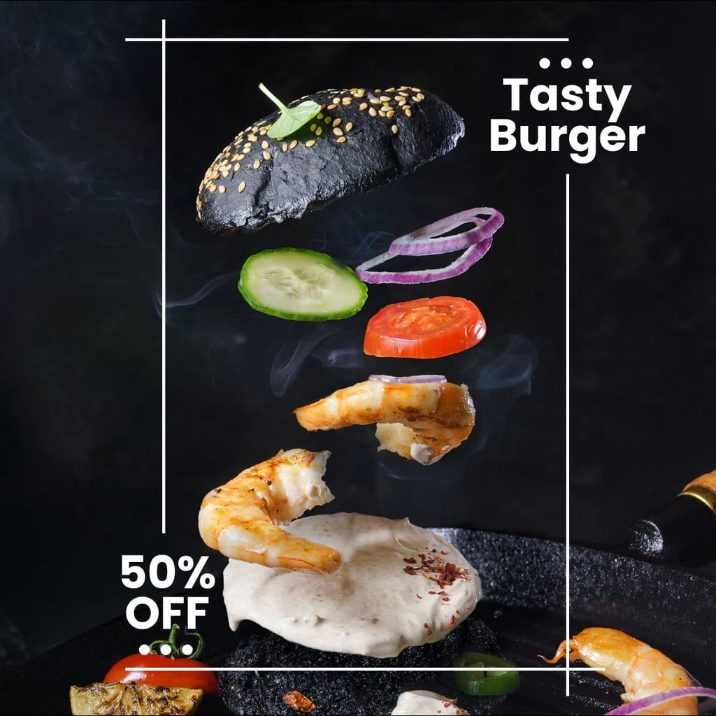 Black Shrimp Burger Restaurant Responsive Square Responsive Square Art