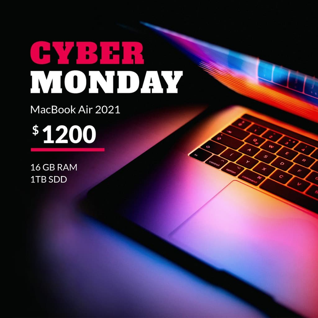 Cyber Monday Colorful MacBook Air Instagram Post