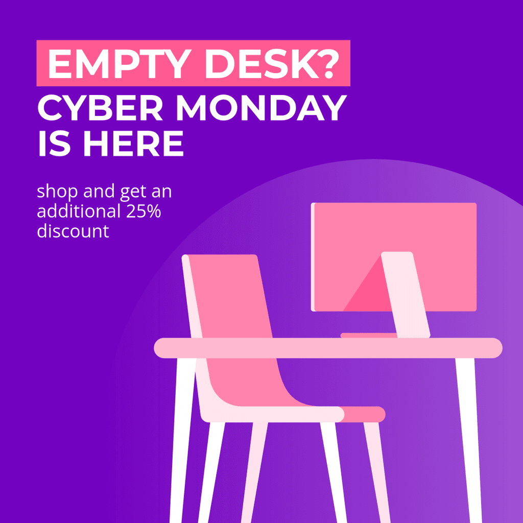 Cyber Monday Empty Desk Discount Facebook Square Post