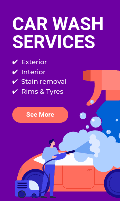 Full Car Wash Service Package Animated Vertical Rectangle