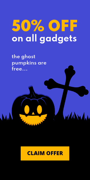 Gadget Sale with Free Ghost Pumpkins Half Page