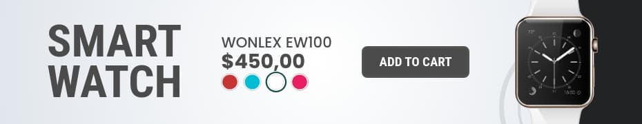 White Wonlex Smart Watch Top Banner