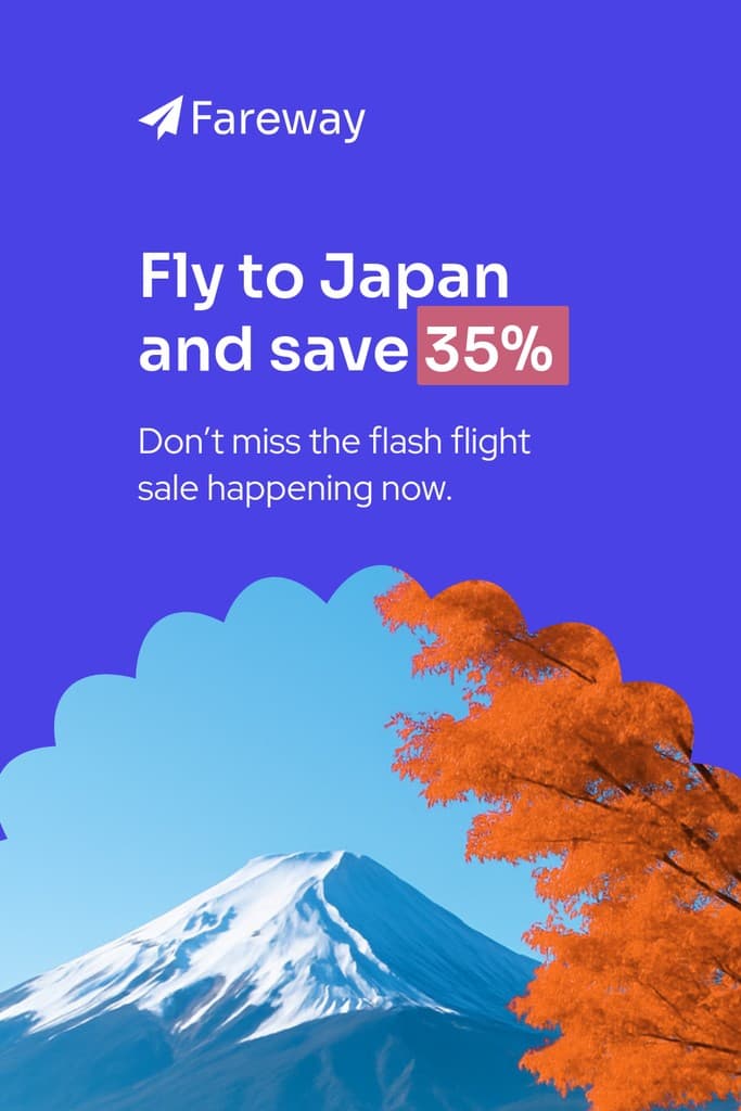 Fly to Japan and Save with Fareway Animated Pinterest Pin Tall