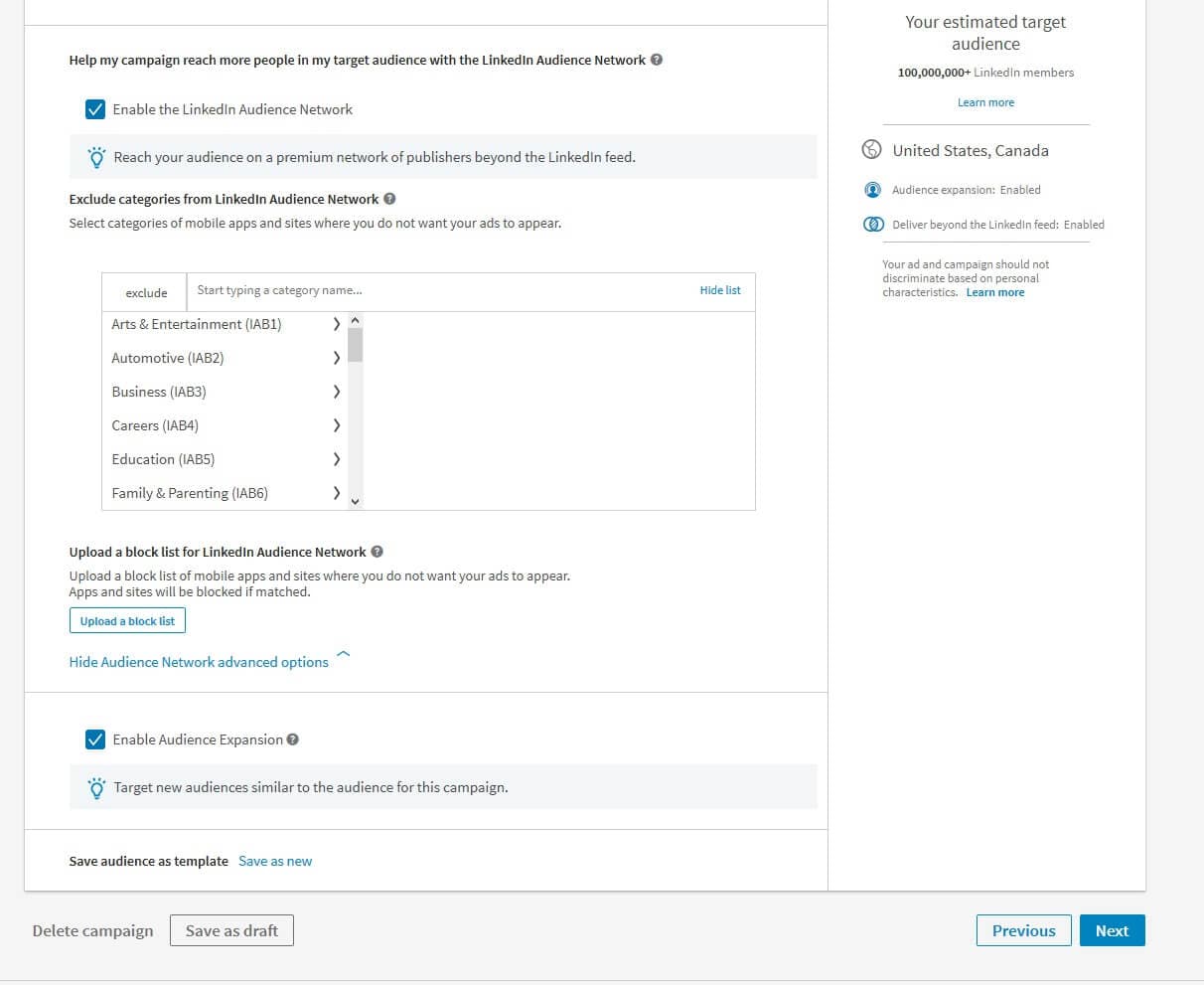 LinkedIn ad targeting options