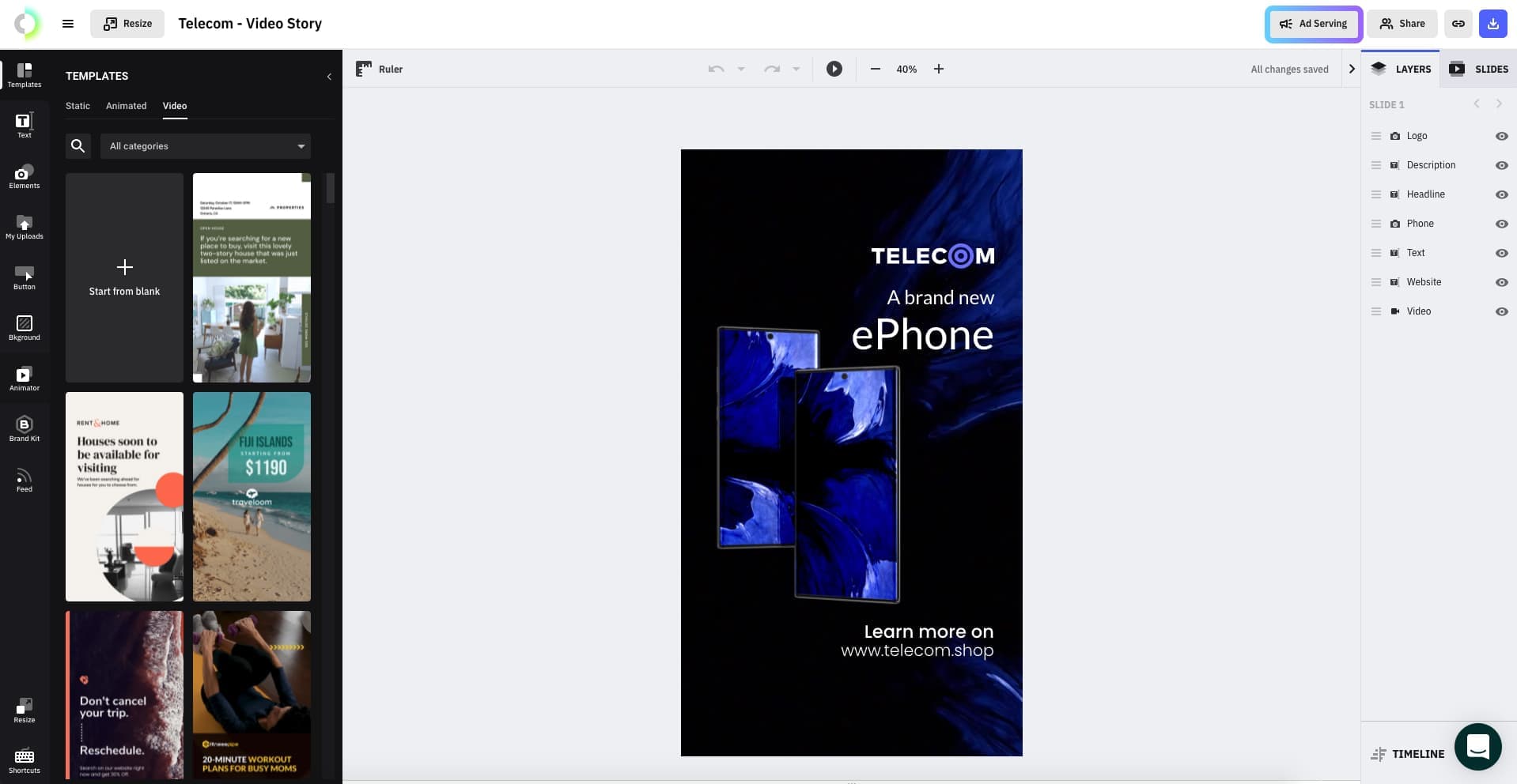 thebrief ad serving button