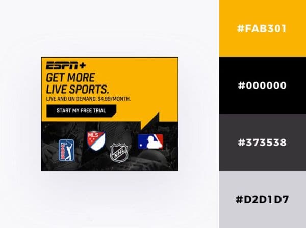 Orange black Espn+ display ad
