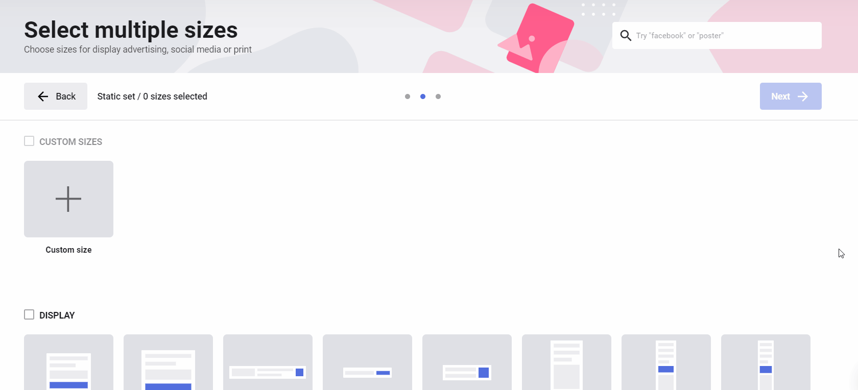 select multiple sizes design generator