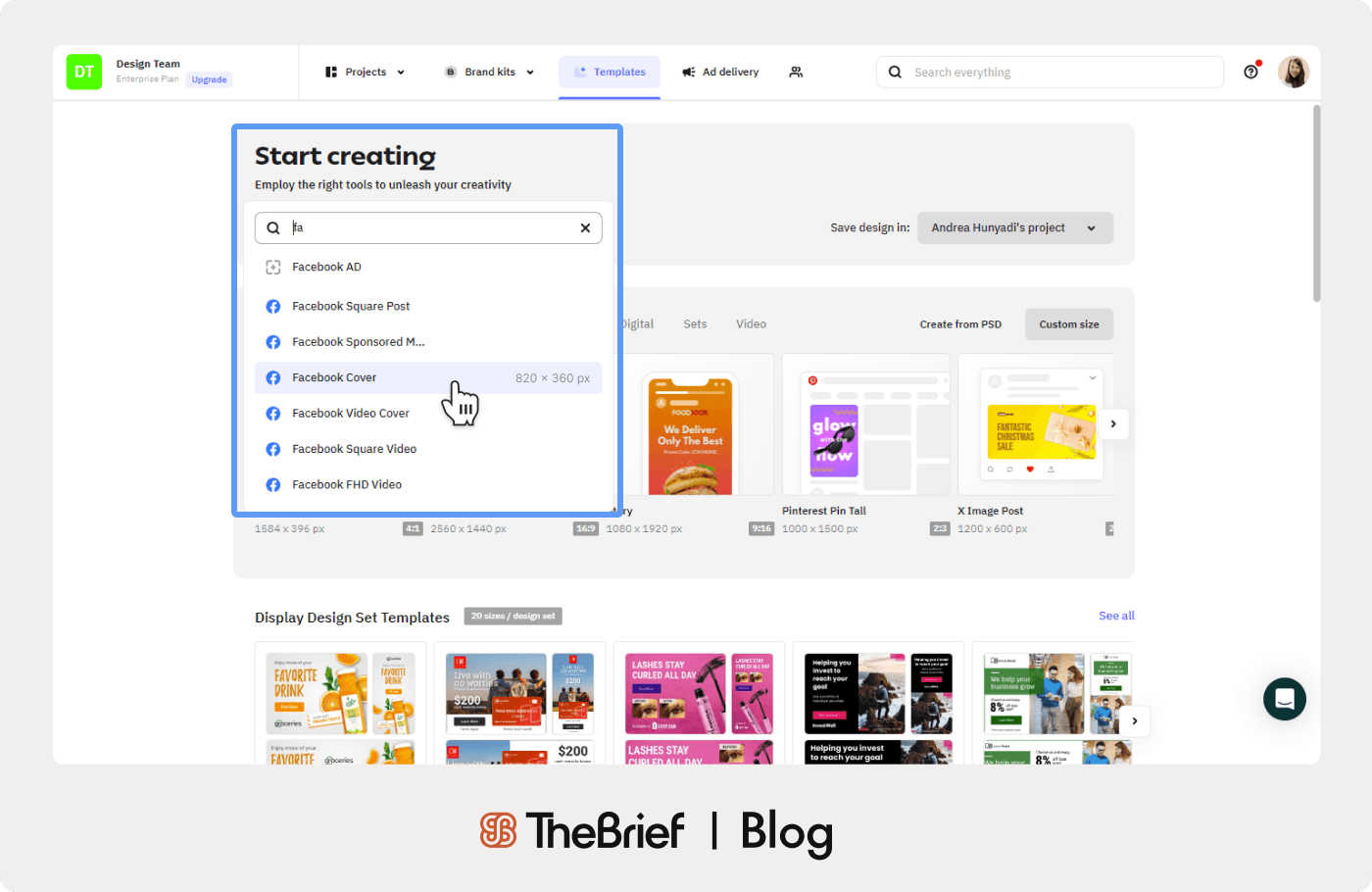 Start creating Facebook covers in The Brief