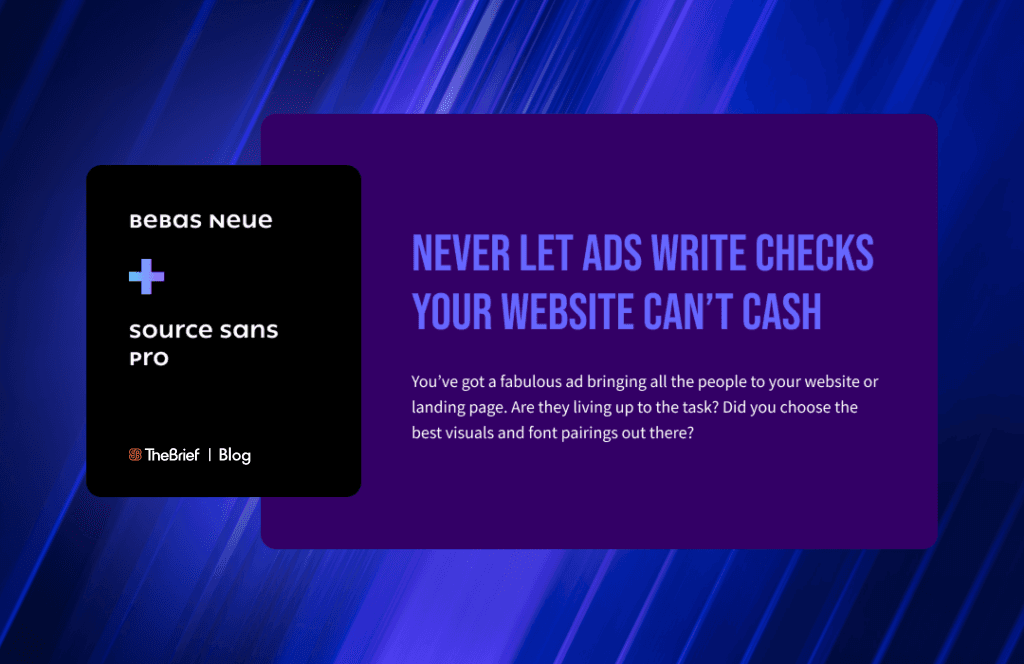 Source Sans Pro Bebas Neue font pairing