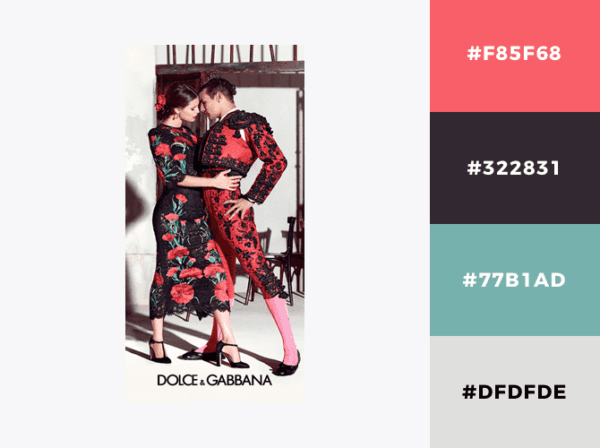 red rose bouquet color palette