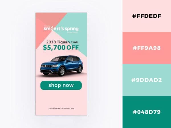 pastel with metalic blue Tiguan ad