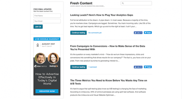 banner placed on a blog left side