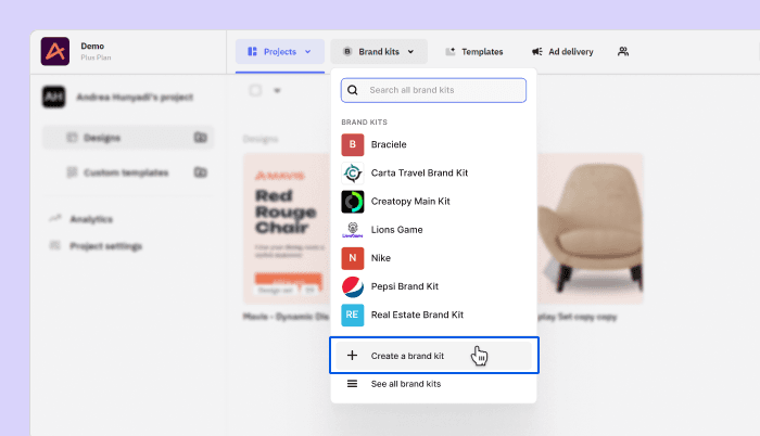 The second step to creating a brand kit in The Brief.