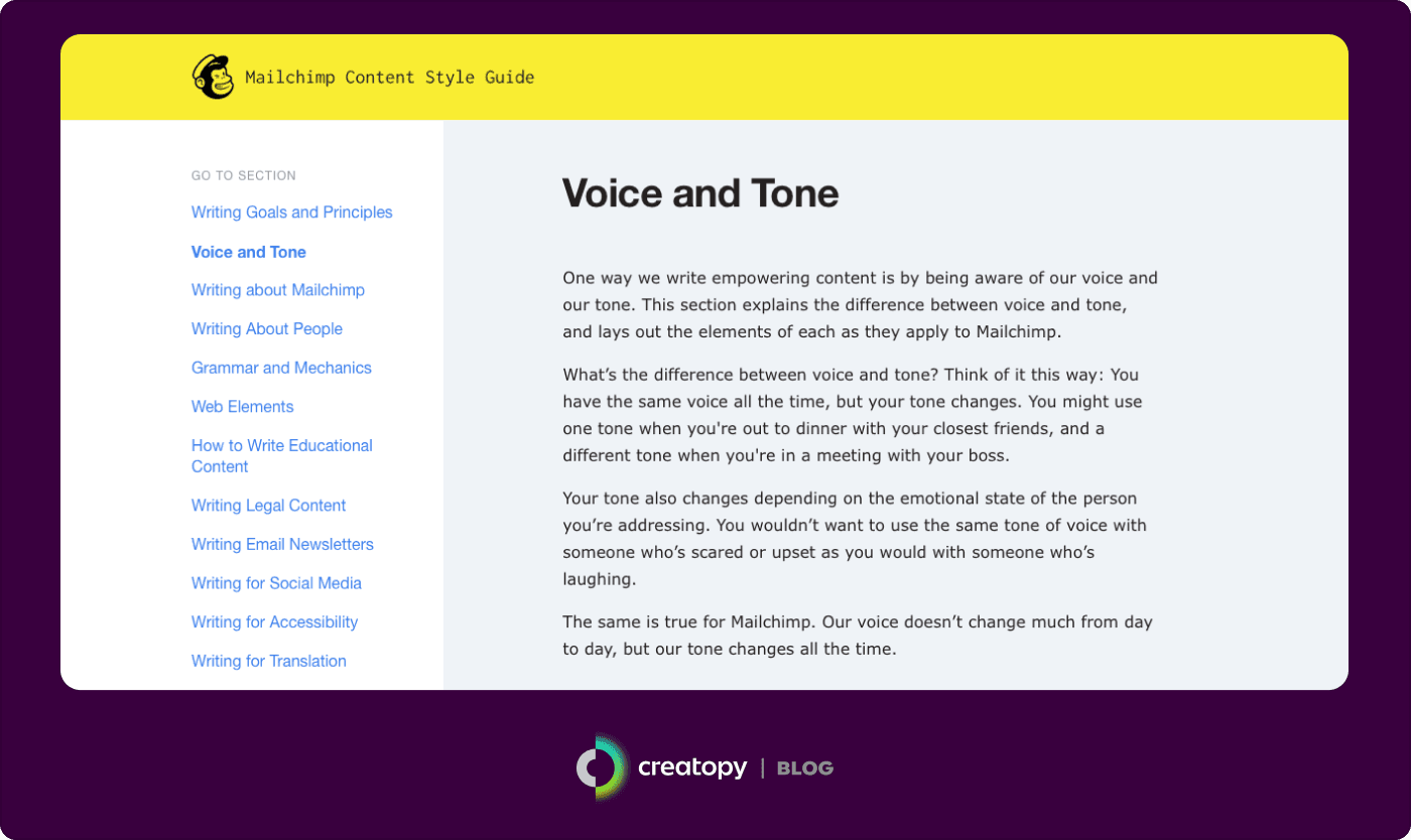 an image showing mailchimp's brand style guidelines
