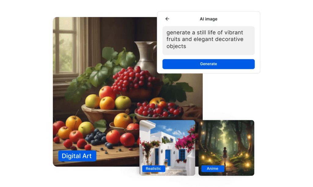 an image depicting the power of AI in design in terms of prompt-based image generation, showing three iterations of an image based on a prompt