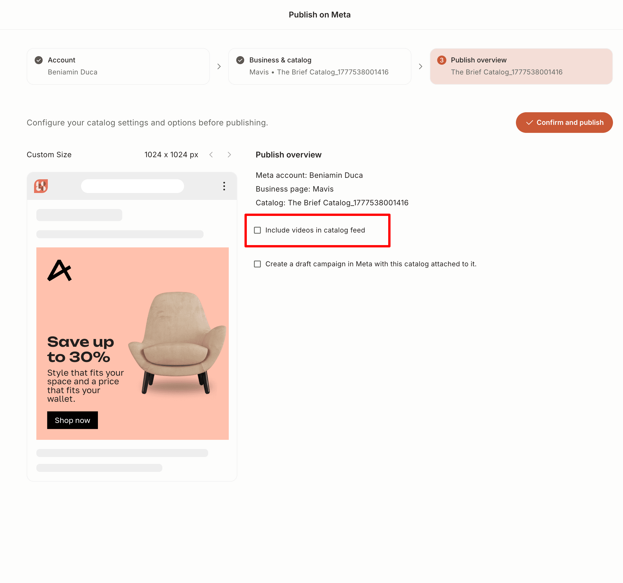 Exporting DPA catalog ads with video