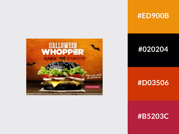 Halloween color palette yellow black orange red