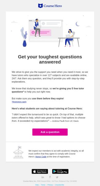 course hero email marketing promotion strategy