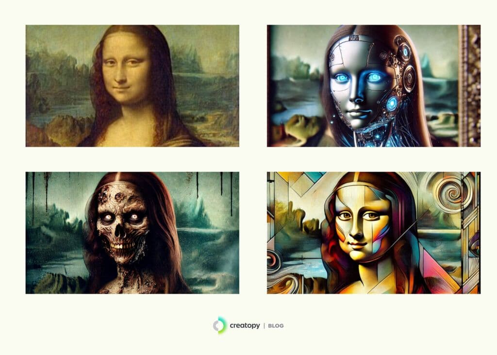 different interpretations of the mona lisa using generative ai art