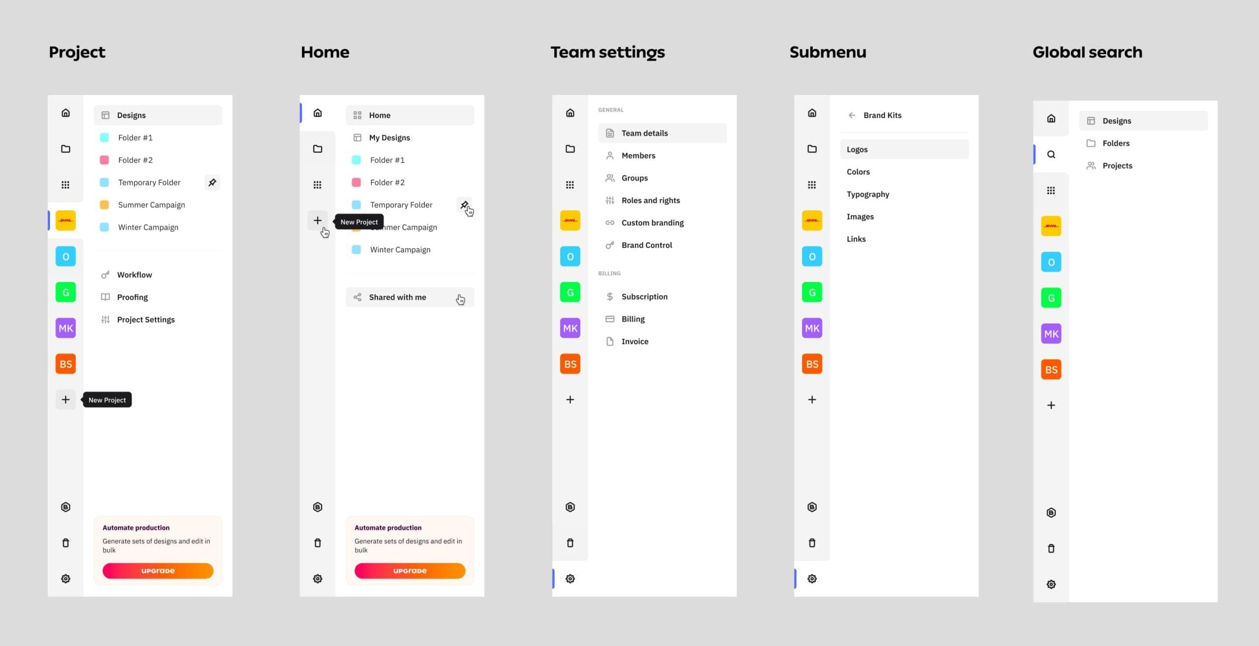 thebrief in-app navigation menu