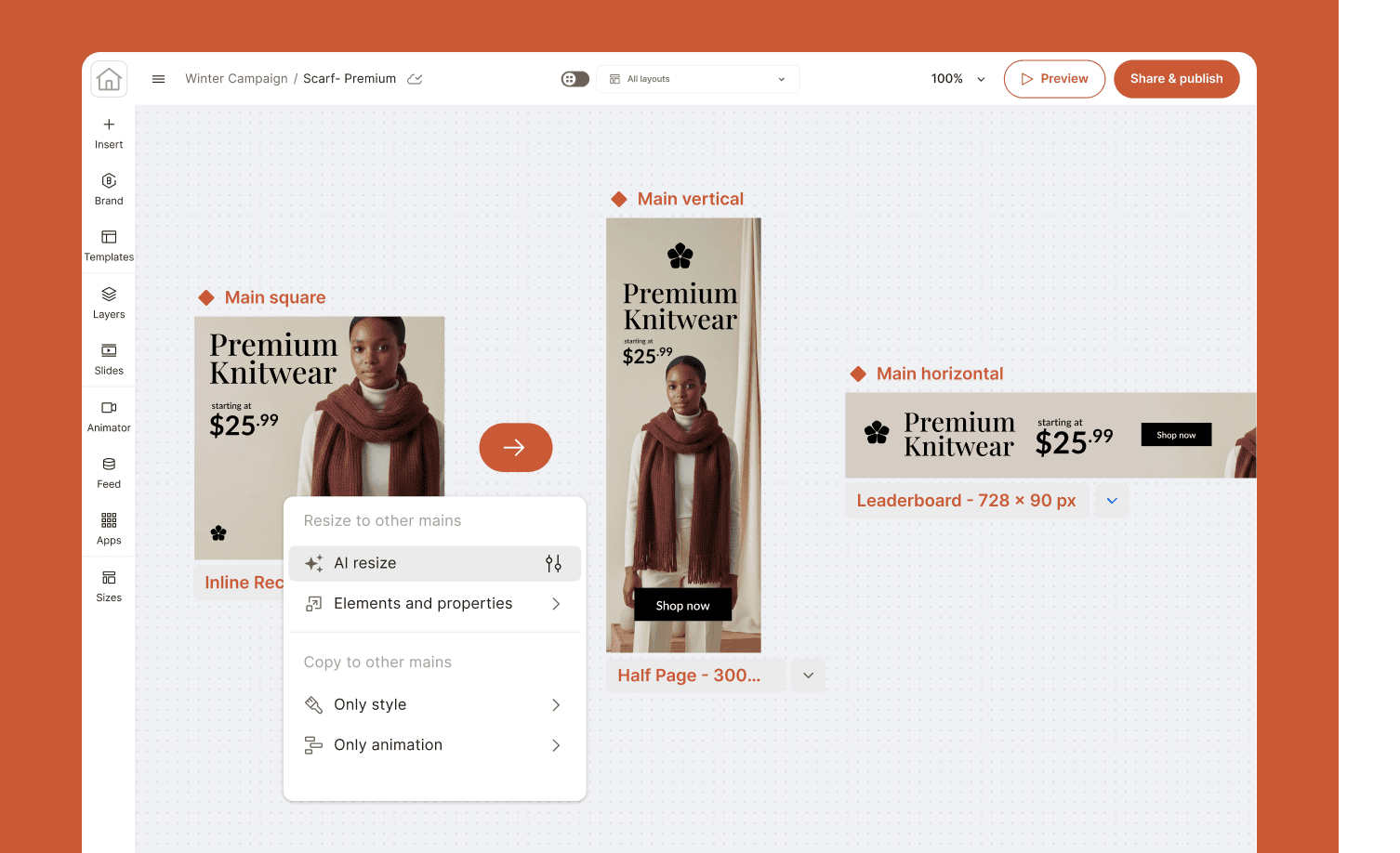 AI resize within The Brief