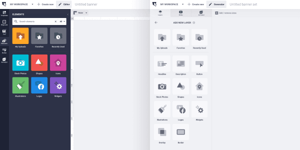 interface The Brief banner editor and banner generator modes