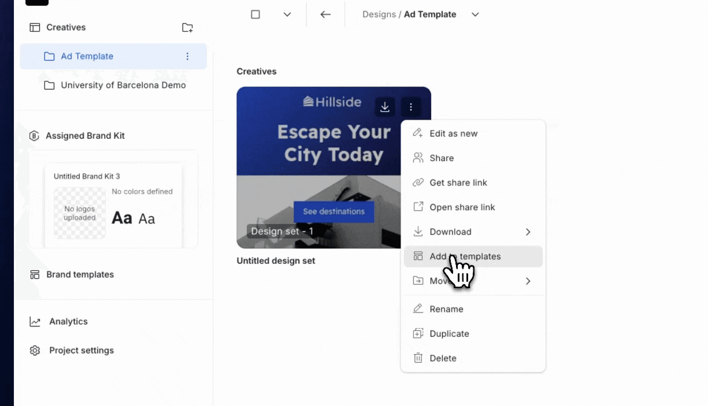 saving design as a template