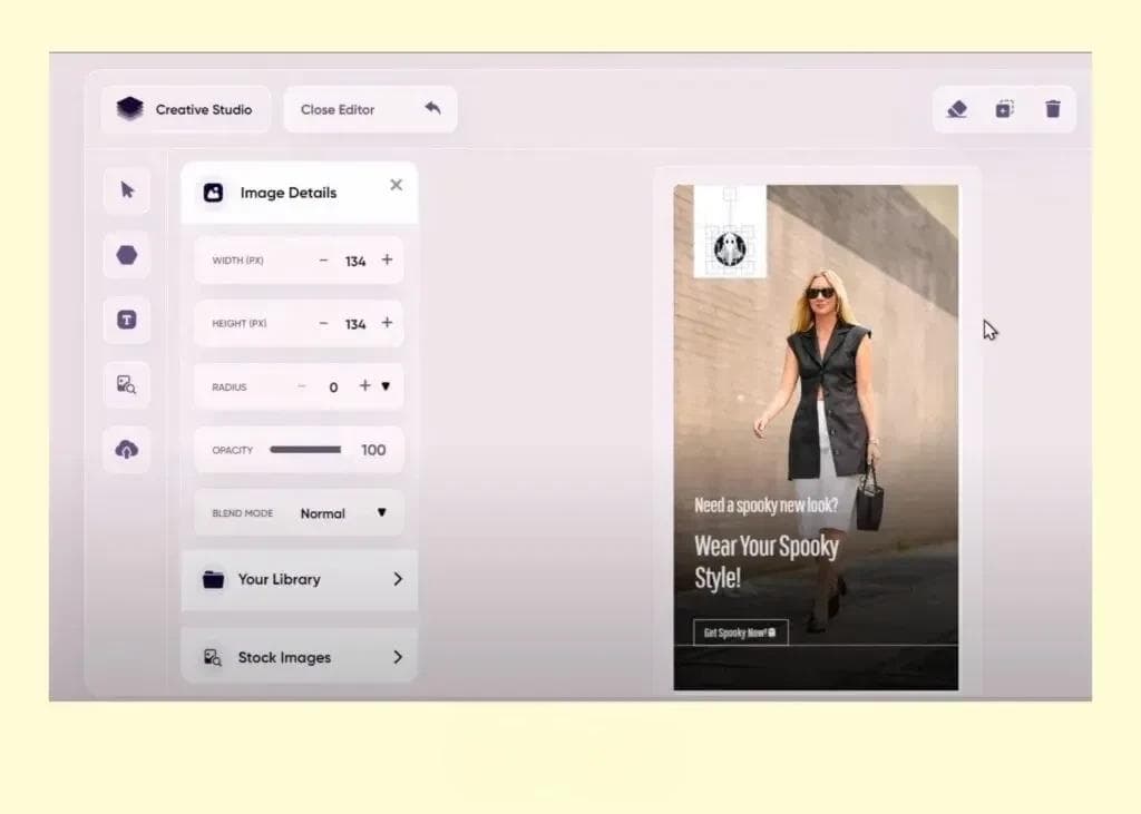 a screenshot of adcreative.ai's creative automation tool