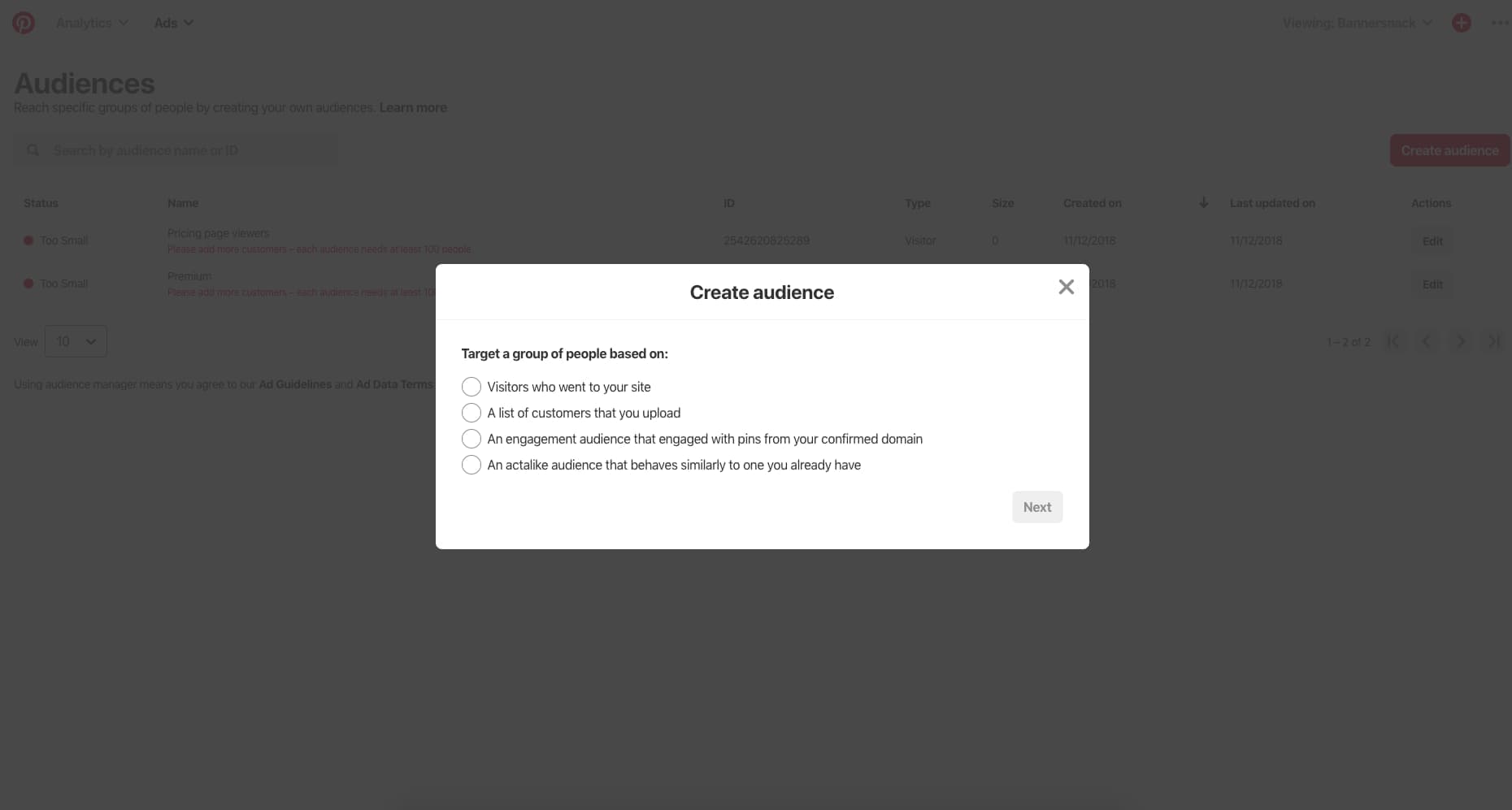 audience targeting pinterest