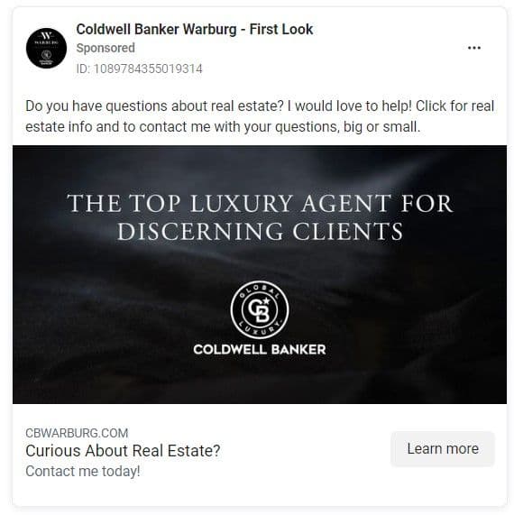 coldwell real estate instagram ad
