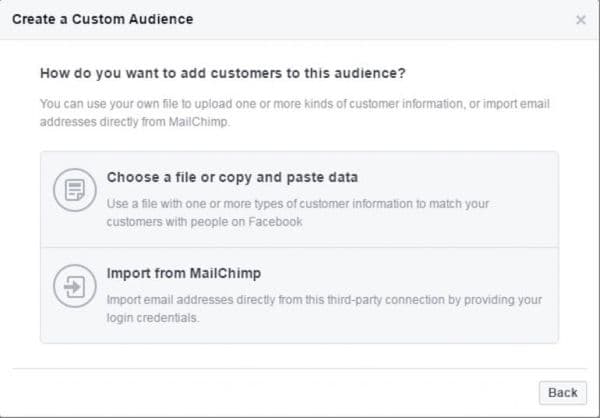 Facebook import email list screen