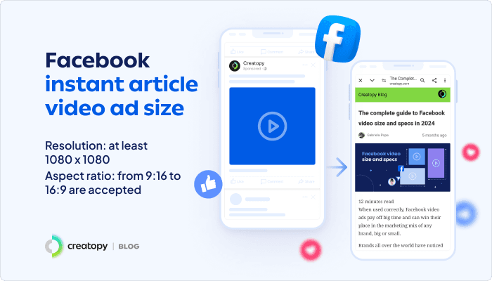 Facebook instant article video ad size