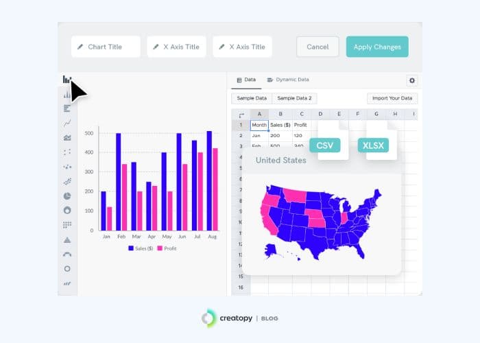 Screenshot of Piktochart’s design template tool showcasing its editing features available on the platform.