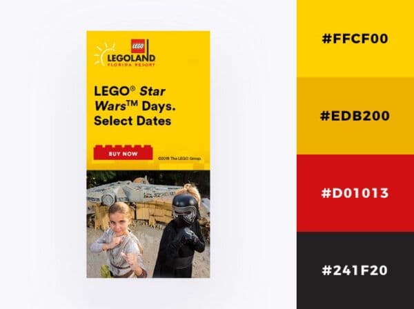 sunny yellow Lego display ad