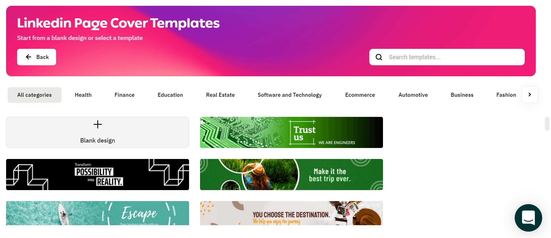 LinkedIn cover image templates that can be found on The Brief.