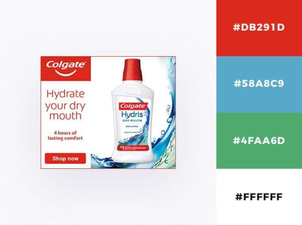 White red water Colgate Ad