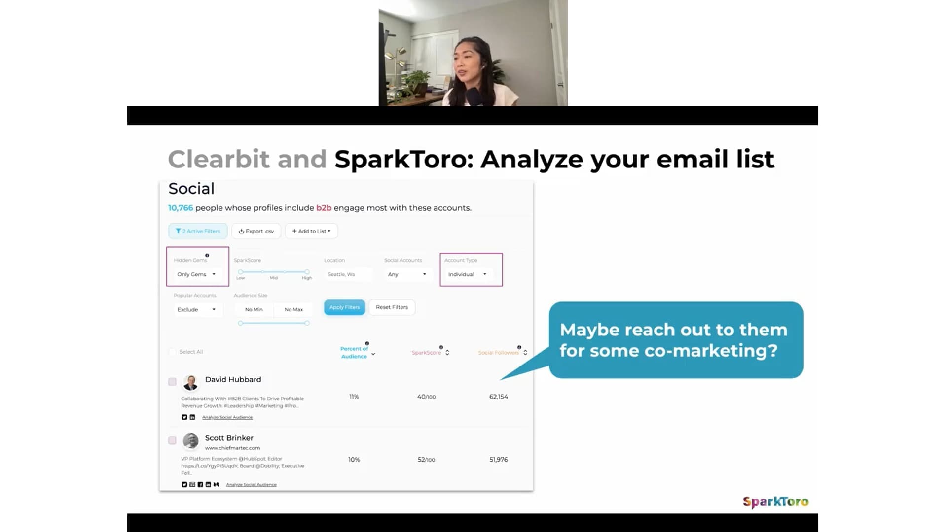 clearbit sparktoro email list analysis
