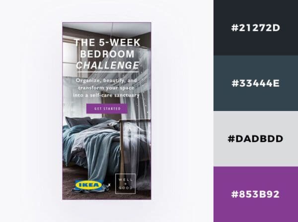 Ikea display ad in grey and violet